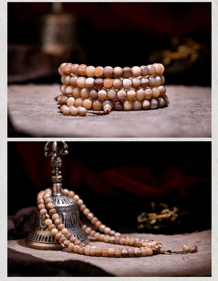 Natural Camel Bone Bracelet 108 Beads Mala for Yoga and Mindfulness