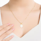 Natural Hetian White Jade Four-Leaf Clover Pendant for Men & Women