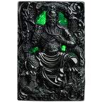 Natural A-Grade Black Jadeite Guan Gong Dragon Pendant for Men & Women