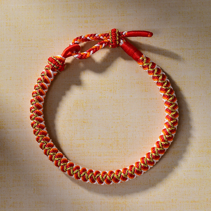 New Dragon Scale Braided Cord Bracelet with Peach Blossom Knot