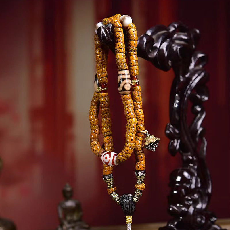 Natural Star and Moon Bodhi 108 Beads Mala Necklace – Stress Relief Design with Agate Dzi Bead Accessories