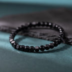 Natural Black Agate Hexagonal Bead Bracelet Unisex Couple Design
