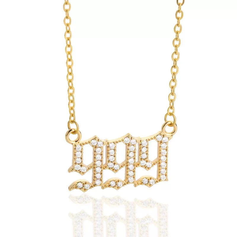 Angel Number Zircon Gold-Plated Necklace – Handmade & Radiantly Divine
