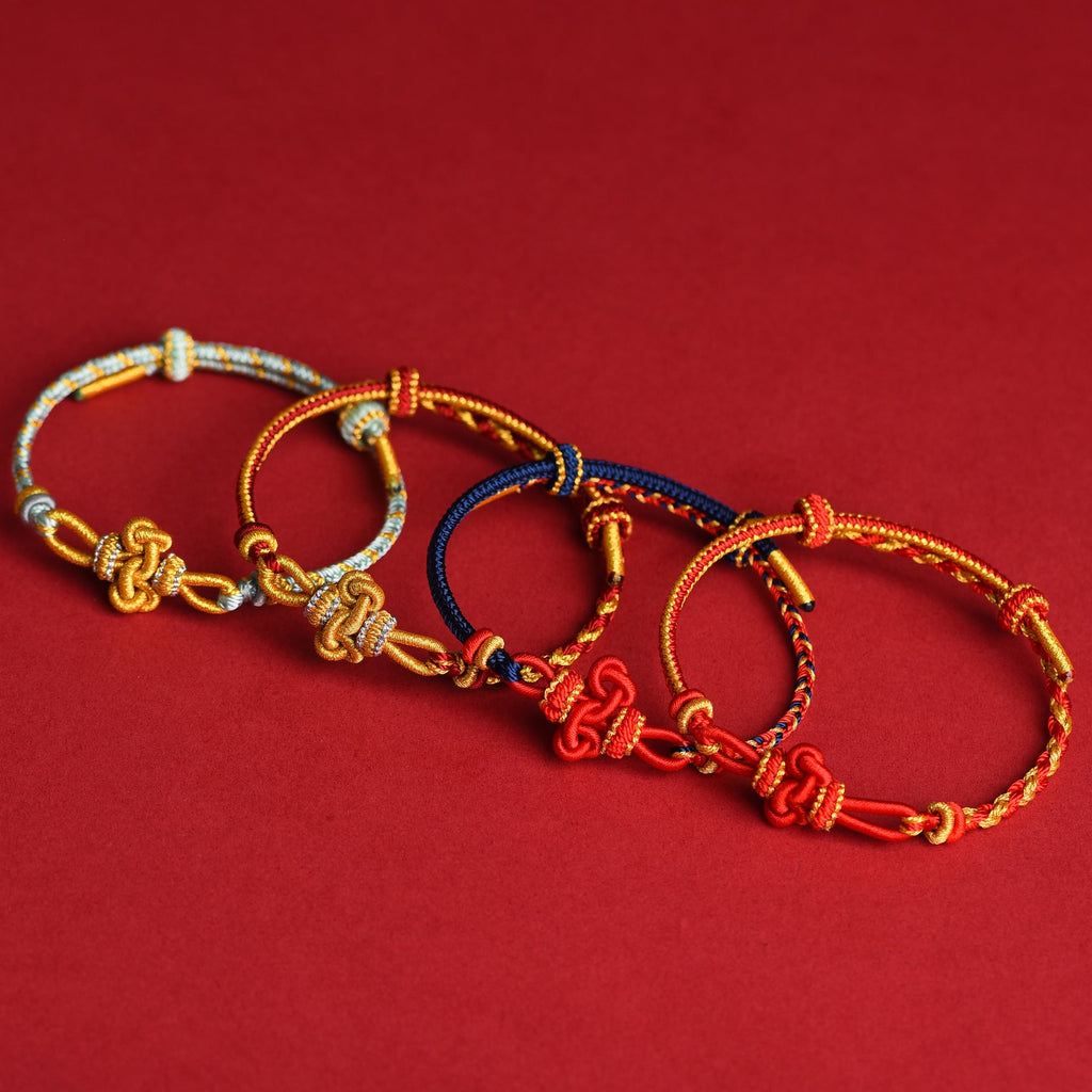 Handmade Wenchang Knot Adjustable Braided Rope Bracelet for Luck and Strength