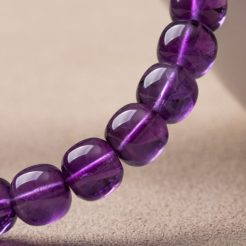 Natural Uruguayan Amethyst Bracelet - 5-8mm Purple Single-Strand Beaded Bracelet