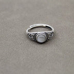 S925 Sterling Silver Vintage Red Agate Open Ring – Minimalist Band for Women