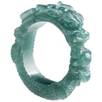 Natural A-Grade Blue Water Jadeite Dragon King Ring – Hand-Carved Ice-Type Jade Ring, 3D Dragon Design Thumb Ring for Men