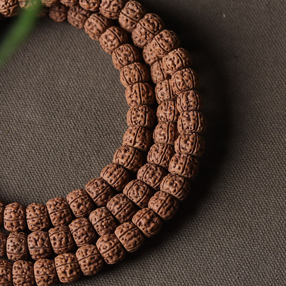 Natural Rudraksha Coiled Dragon Pattern 108 Mala Beads Prayer Beads