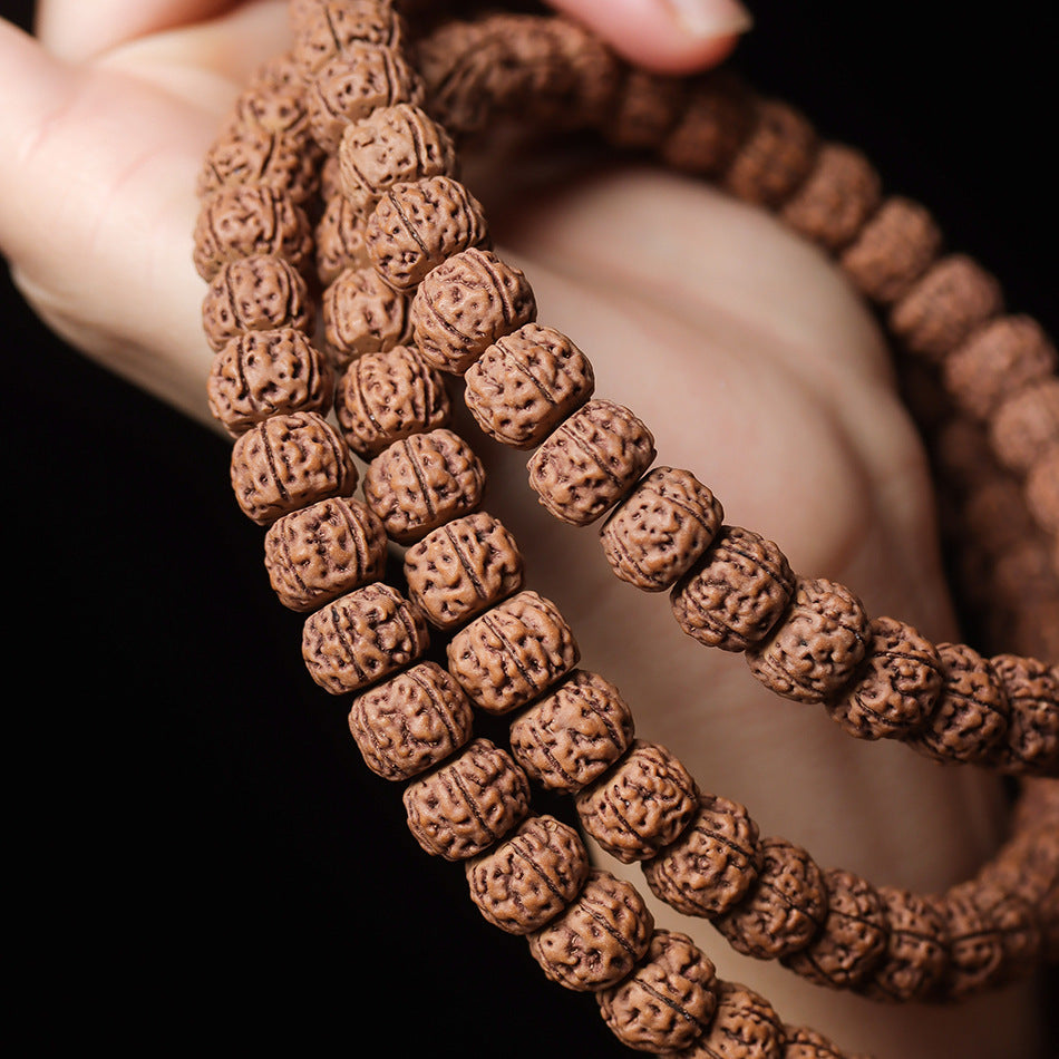 Natural Rudraksha Coiled Dragon Pattern 108 Mala Beads Prayer Beads