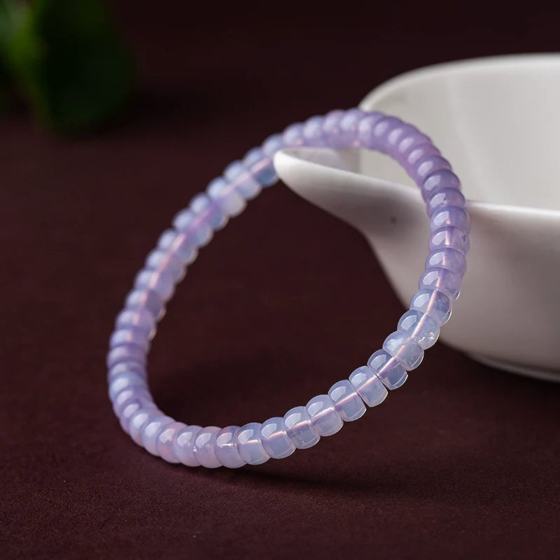 Lavender Natural High-Transparency Amethyst Straight-Cut Thin Slice Bracelet