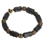 Tibetan Spiritual Jewelry Hand-Carved Ebony & Brass Bracelet for Protection