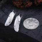 925 Sterling Silver Feather Earrings for Women