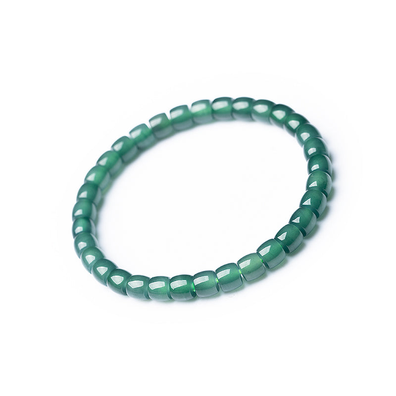 Natural Blue Water Jade Straight-Cut Bracelet - Exquisite Barrel Bead Single Strand for Women