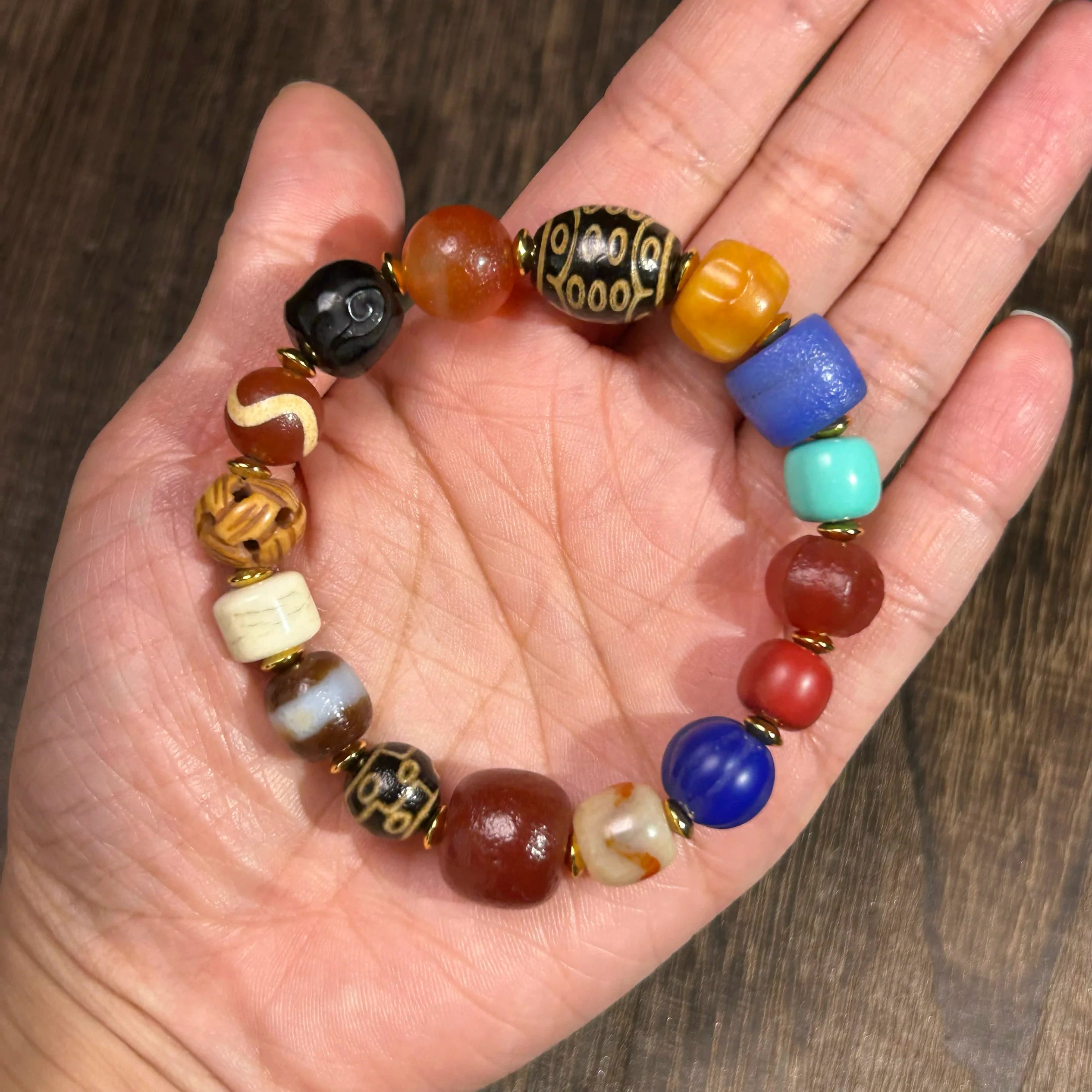 Buddha3bodhi Tibetan Natural Agate Multicolored Bead Bracelet