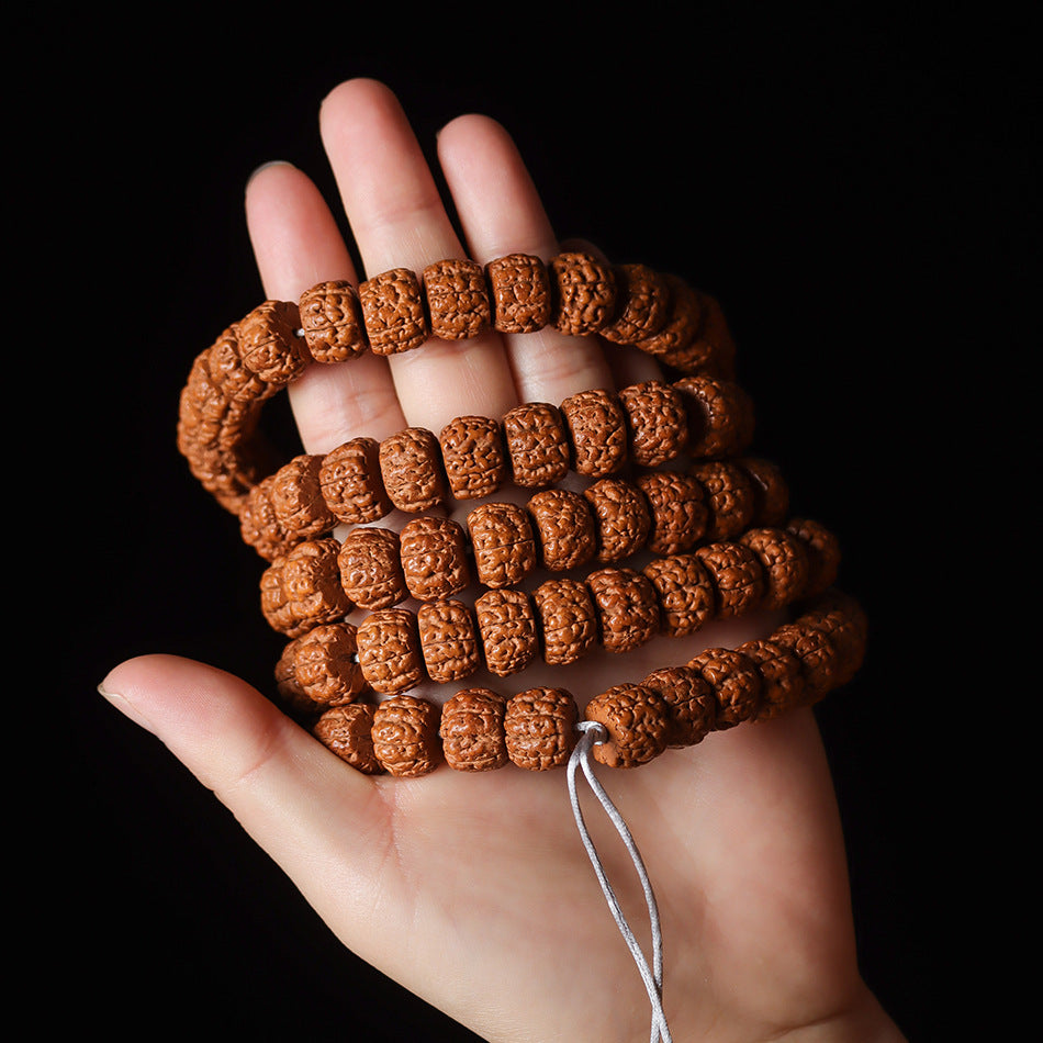 Natural Rudraksha Double Dragon Pattern 108 Mala Beads Prayer Beads