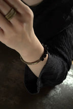 Obsidian & Brass Tibetan Vintage Couple Bracelet – Grounding & Protection