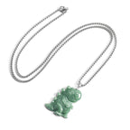 Natural Green Jadeite Cute Dinosaur Pendant – A-Grade Jade, S925 Silver, Fun & Playful Talisman