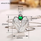 Angel Wings Zircon Necklace – Sparkling Wing Pendant in Green or Blue
