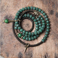 Green Bodhi Beads Bracelet with Ebony & Brass Spacers · Multi-Layer Spiritual Mala for Meditation & Mindfulness