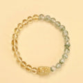Natural Green Phantom Quartz and Citrine Feng Shui Pixiu Bracelet