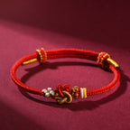Handmade Red String Bracelet with Double Heart Knot – Couples Blessing Charm