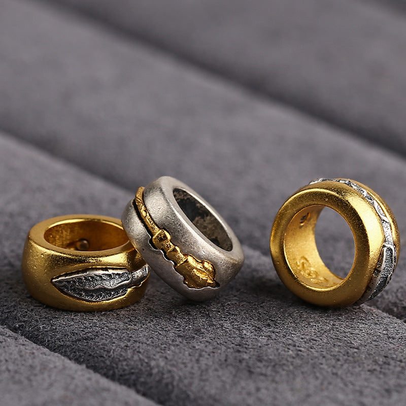 S925 Silver Vajra Pestle Running Ring Bead Spacer Silver-plated DIY Jewelry Accessories