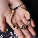 Tibetan-Style Direct-Cut Cypress Seed Braided Bracelet with Carved Bodhi Lotus Bead
