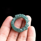 Natural A-Grade Blue Water Jadeite Dragon King Ring – Hand-Carved Ice-Type Jade Ring, 3D Dragon Design Thumb Ring for Men