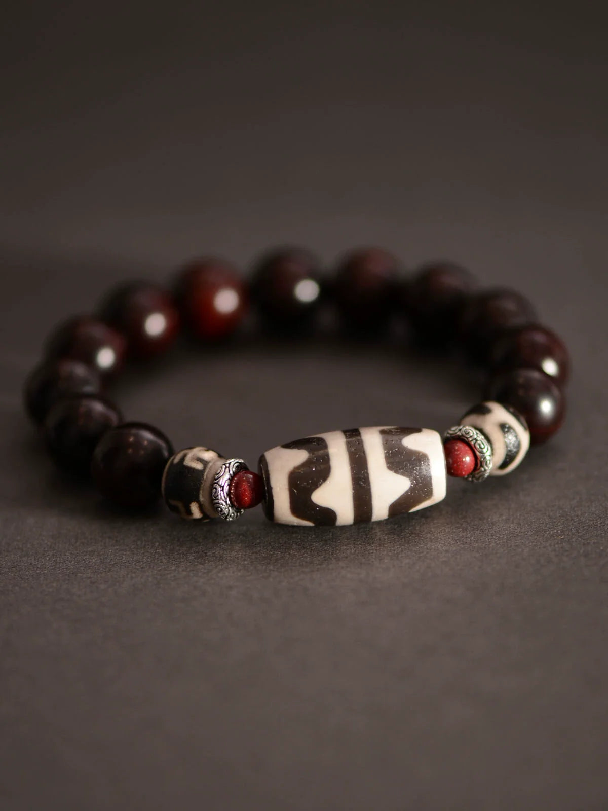 Red Sandalwood Beads Dzi Beads Bracelet