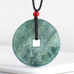 Natural Ice Blue Jadeite Shangui “Lucky Coin” Pendant – Genuine A-Grade Blue Water Jade, Feng Shui Talisman