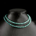 Natural A-Grade Blue Water Jadeite Bead Necklace – 6mm Round Jade Beads, Triple-Strand Bracelet Option