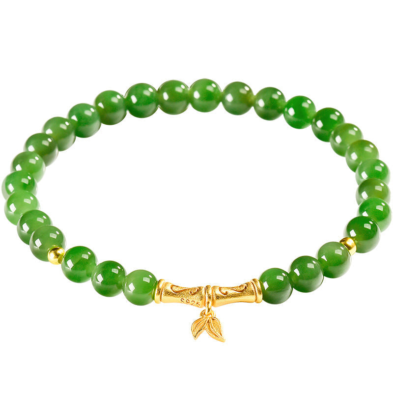 Natural Aged Green Hetian Jade Bamboo Segment Bracelet for Women – Authentic Jade Jewelry