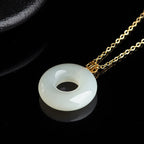 Natural Hetian White Jade Pi Disc Pendant