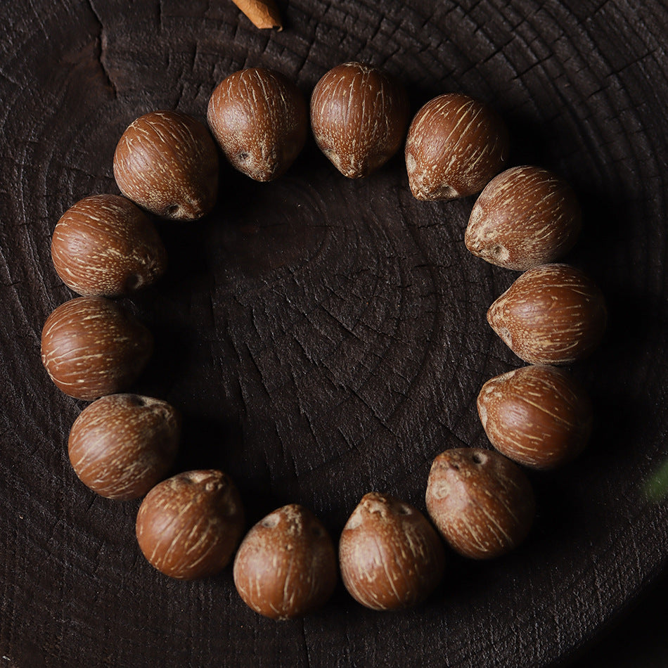 Natural Purple Golden Rat Wenwan Bracelet – Round Beads, Rat Front Cat Back Design