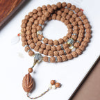 Tibetan Dragon Vein "Exploding"Texture Rudraksha 108 Mala Beads Bracelet