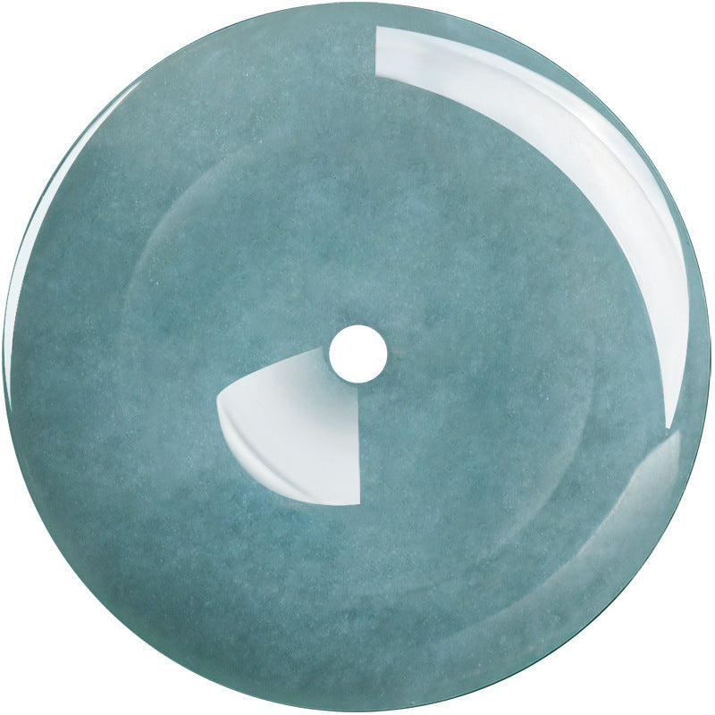 Natural Blue Water Jadeite Peace Amulet Pendant – A-Grade Jade, Spiritual Protection Talisman