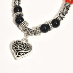 Healing Chakra Bracelet for Meditation Matte Agate Charm Heart Gemstone Health Bracelet