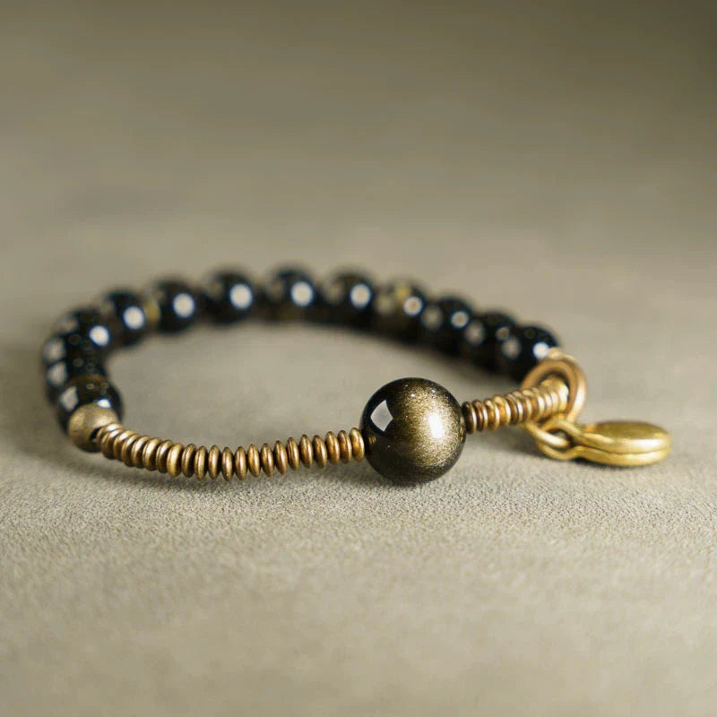 Natural Golden Obsidian Bracelet For Protection & Abundance