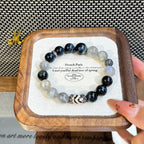 Nezha Series Bracelet Natural Gray Moonstone & Blue Tiger’s Eye Bracelet for Men