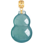 Natural A-Grade Blue Jadeite Gourd Pendant with 18K Gold Setting