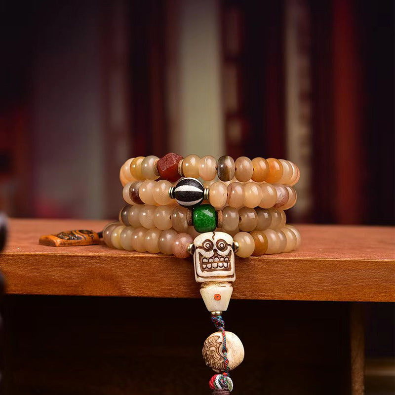 Tibetan Sheep Horn 108 Mala Beads – Traditional Tibetan Buddhist Prayer Necklace