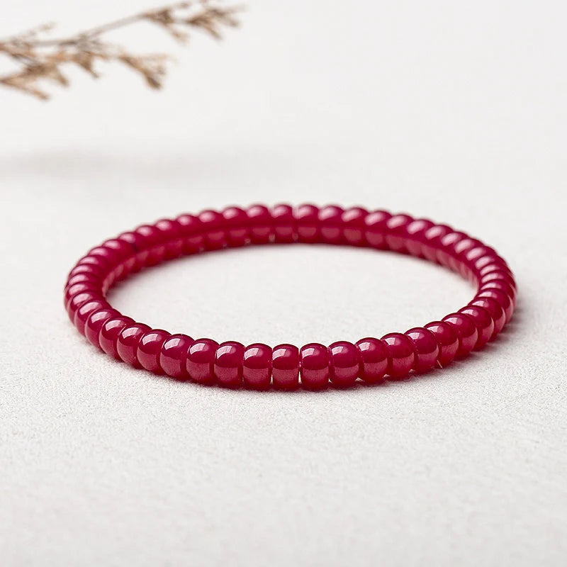 Natural Ruby Straight-Cut Thin Slice Bracelet