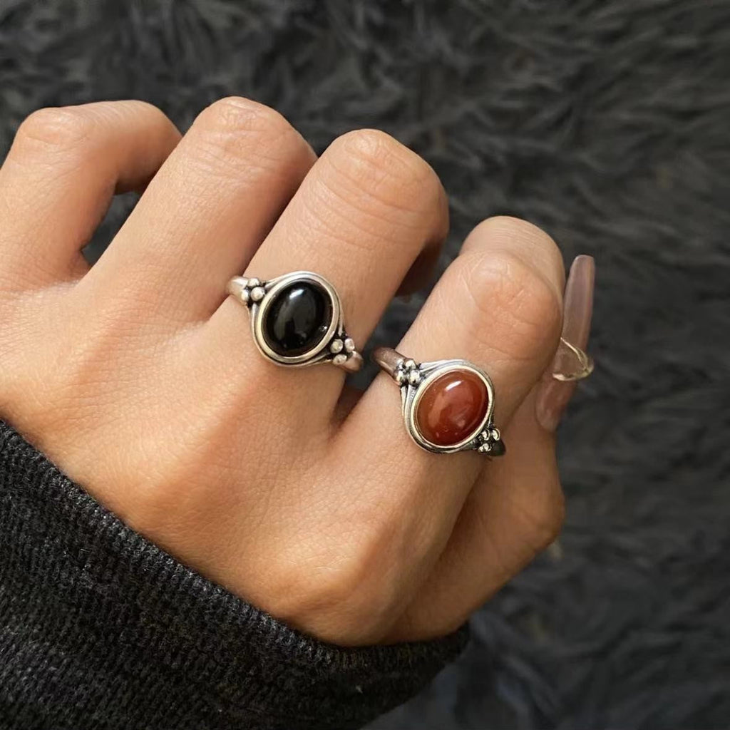 Adjustable Vintage S925 Sterling Silver Gemstone Ring