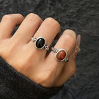 Adjustable Vintage S925 Sterling Silver Gemstone Ring
