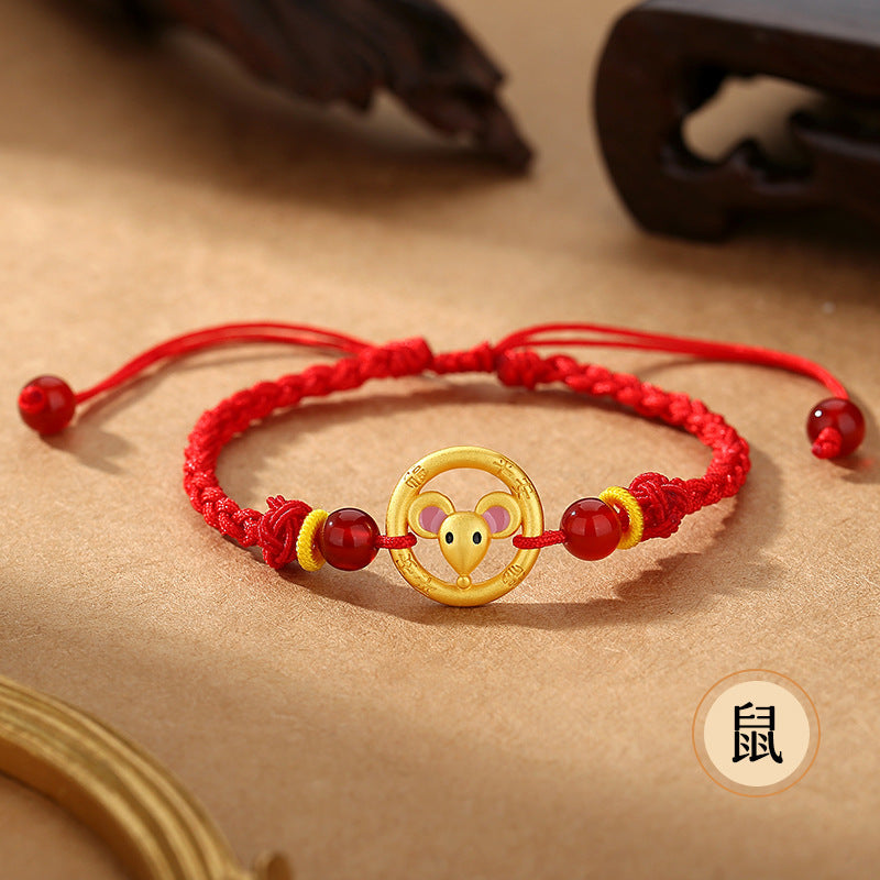 Red String Bracelet Featuring Chinese Zodiac Peace Circle and S925 Silver – Horse Year Good Luck Charm