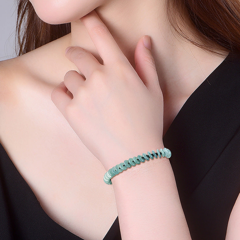 Premium Handmade Natural A-Grade Blue Jadeite Peace Circle Bracelet