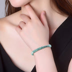 Premium Handmade Natural A-Grade Blue Jadeite Peace Circle Bracelet