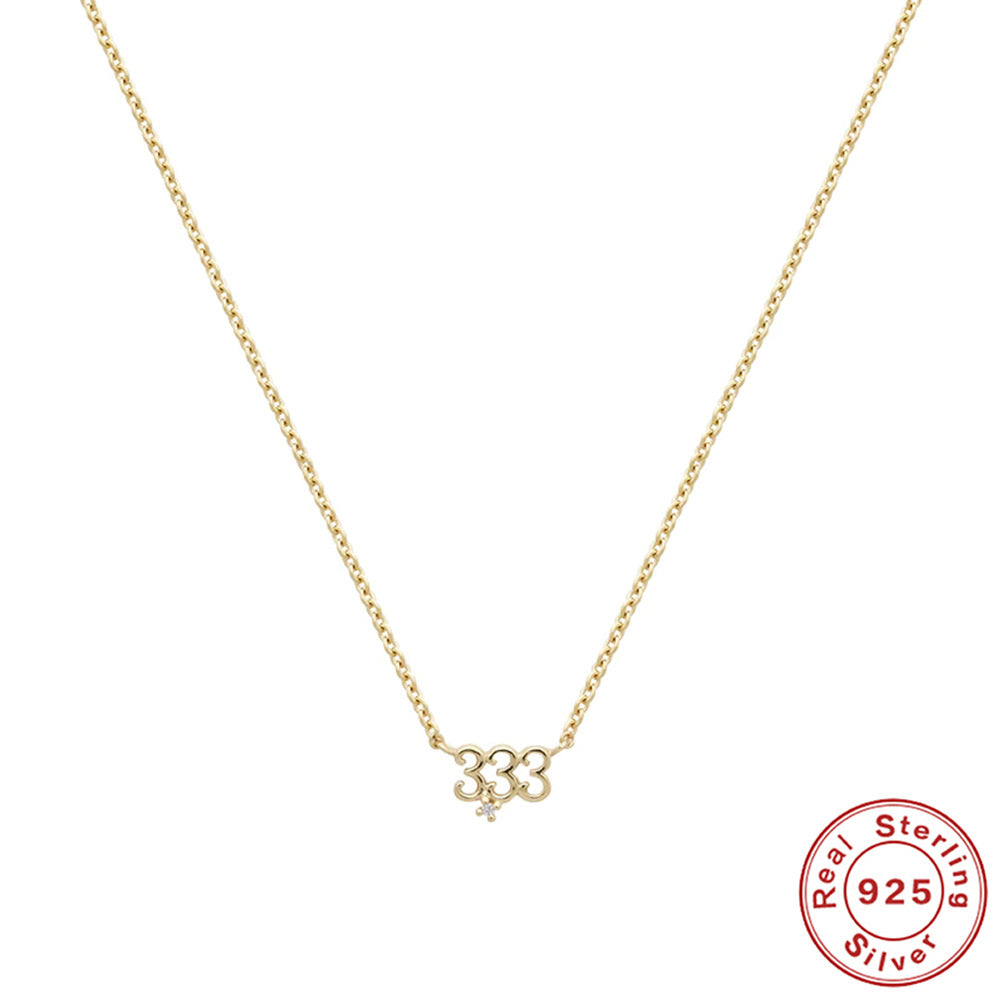 S925 Sterling Silver Angel Number Necklace Zirconia Pendant Dainty Necklace