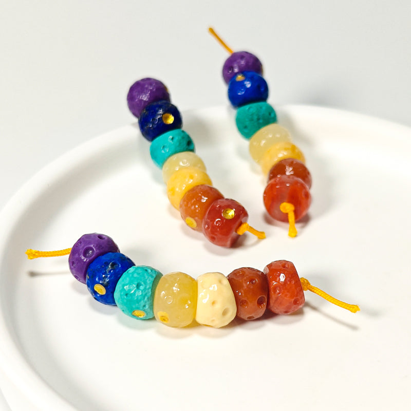 Natural Agate Tibetan Multi-Treasure Rainbow Meteorite Planet Bodhi Bracelet DIY Spacer Beads
