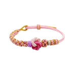 Mandala Knot Pink Charm Bracelet – 8-Strand Braided Adjustable Cord for Love & Harmony